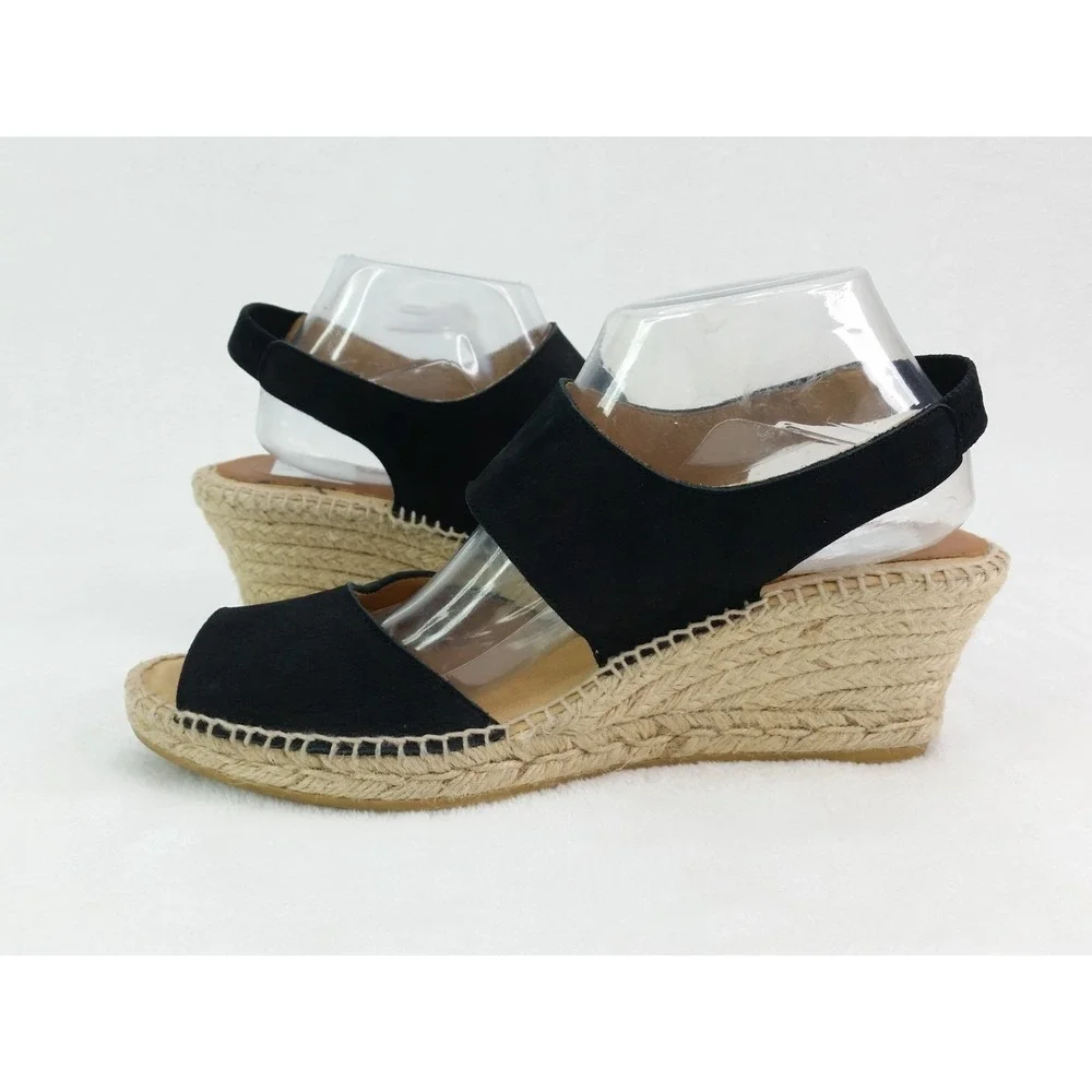 Women's Kanna Espadrilles Wedges Sandals Shoes Black Made In Spain Size 42 US 10